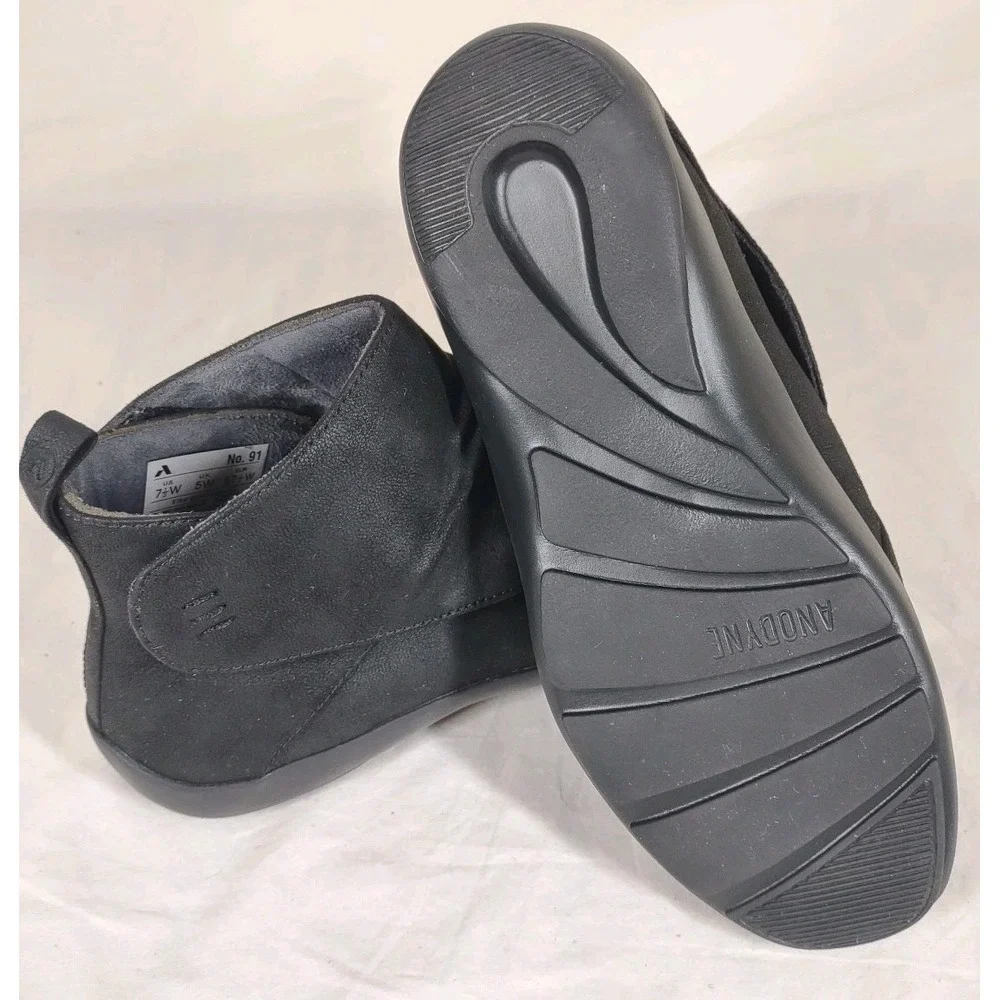 Anodyne No. 91‎ Casual Ankle Boots Black Vegan Leather Womens Size US 7.5W